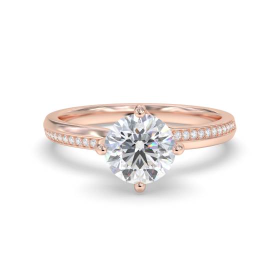 0.50ct VVS/E Natural Round Diamond Shoulder Set Ring in 18k Rose Gold