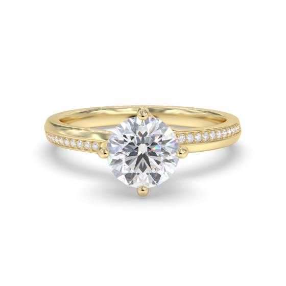 0,65 SI1/E Runder Naturdiamant Schulterfassung Ring