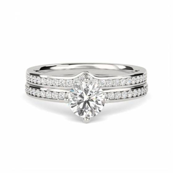 Runder Diamant-Schulterring mit passendem Band