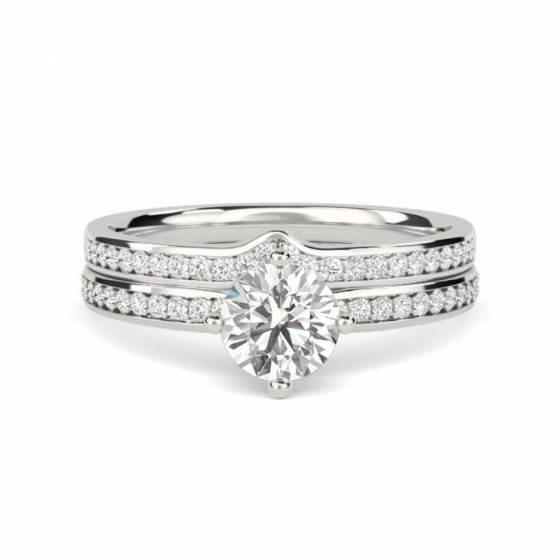 Runder Diamant-Schulterring mit passendem Band