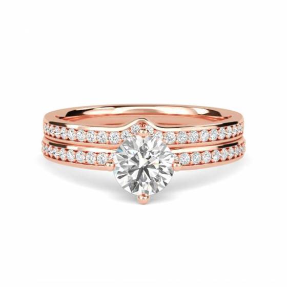 Runder Diamant-Schulterring mit passendem Band