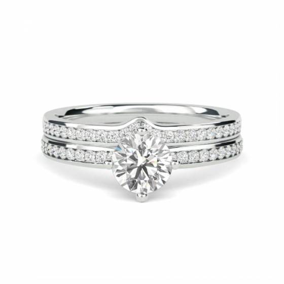 Runder Diamant-Schulterring mit passendem Band