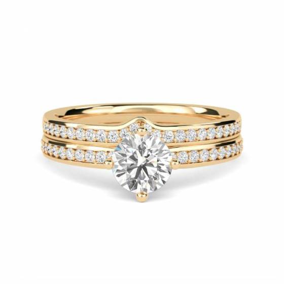 Runder Diamant-Schulterring mit passendem Band