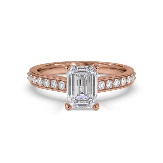 Verlobungsring mit Smaragd-Diamant-Schulterbesatz