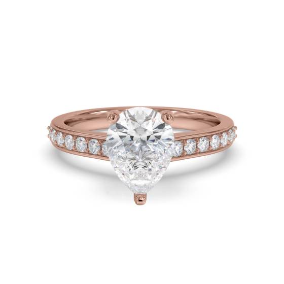 Verlobungsring mit birnenförmigem Diamanten an den Schultern