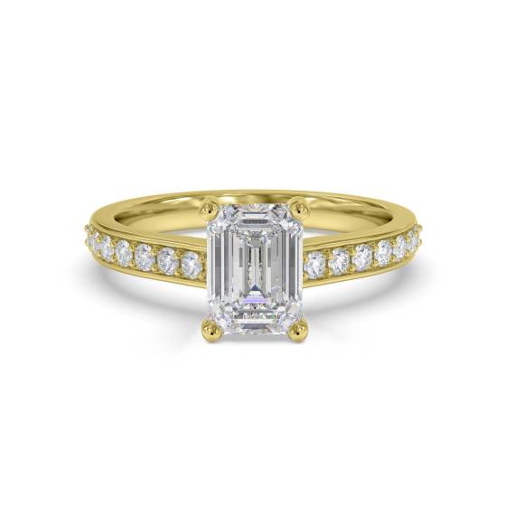 Verlobungsring mit Smaragd-Diamant-Schulterbesatz