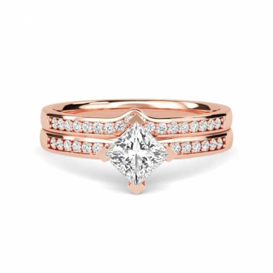 Prinzess-Diamant-Schulterring mit passendem Band
