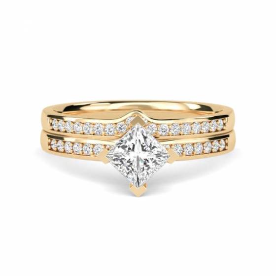 Prinzess-Diamant-Schulterring mit passendem Band