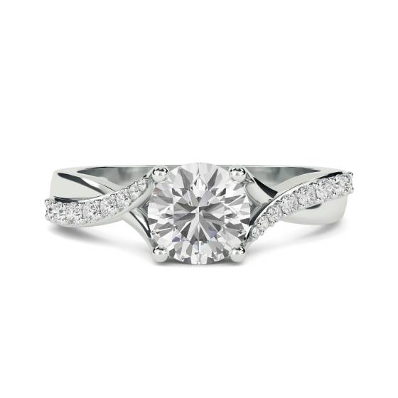 0.65ct VVS/D Natural Round Diamond Shoulder Set Ring in 18k White Gold