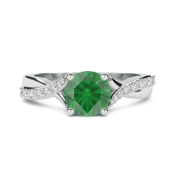 Runder Smaragd- und Diamantring