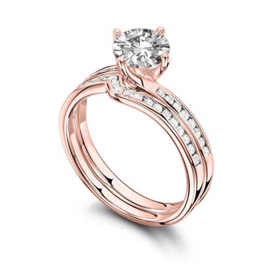 Runder Diamant-Schulterring mit passendem Band
