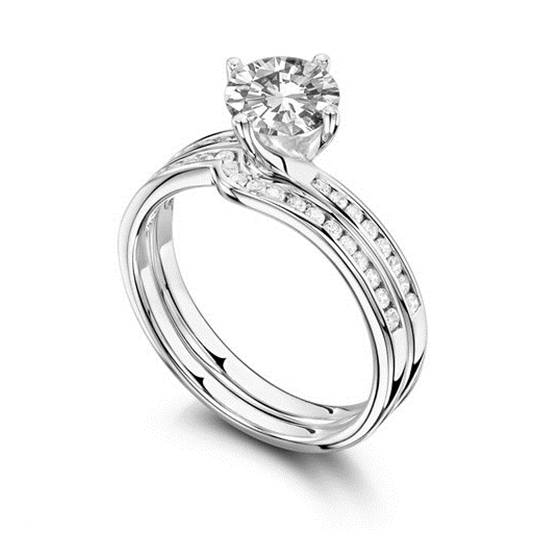 Runder Diamant-Schulterring mit passendem Band