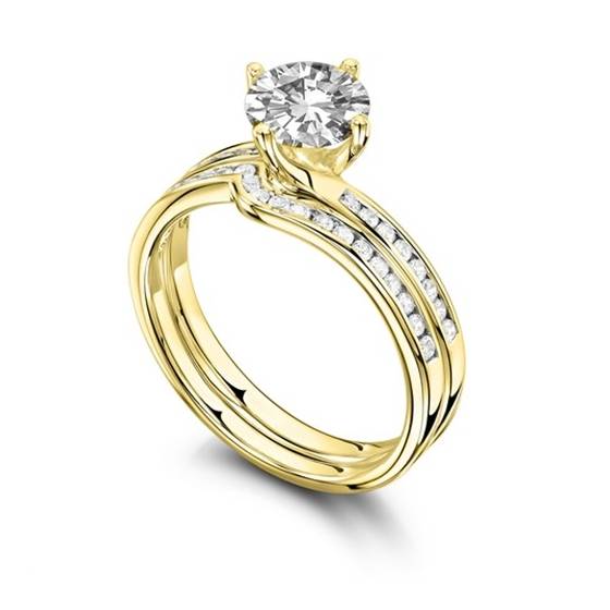 Runder Diamant-Schulterring mit passendem Band