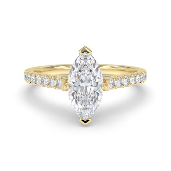 3.00ct VS2/E Lab Grown Marquise Diamond Shoulder Set Ring in 18k Yellow Gold