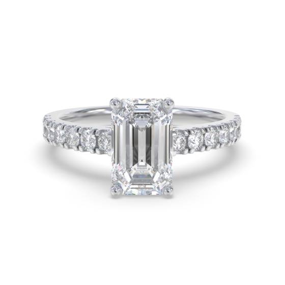 Smaragd-Diamant-Schulter-Set-Ring