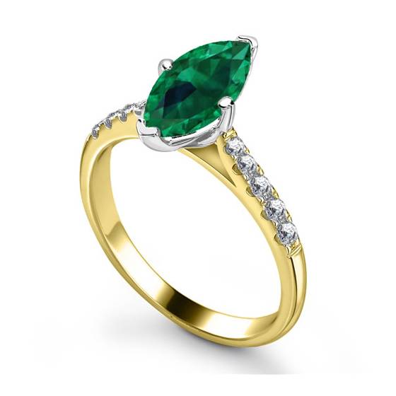 Ausgefallener smaragdgrüner Marquise-Diamant-Schulterring
