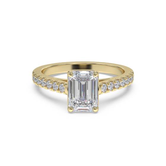 Smaragd-Diamant-Schulter-Set-Ring