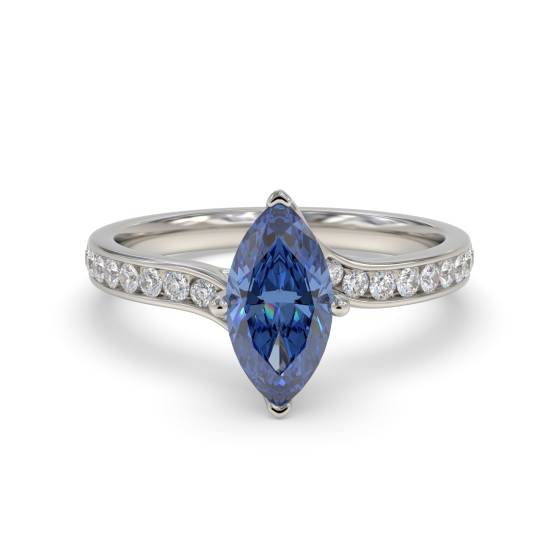 Ausgefallener blauer Saphir-Marquise-Diamant-Schulterring