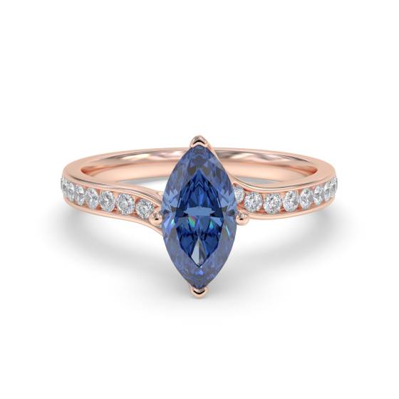 Ausgefallener blauer Saphir-Marquise-Diamant-Schulterring