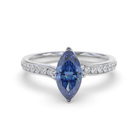 Ausgefallener blauer Saphir-Marquise-Diamant-Schulterring