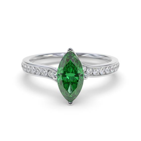 Ausgefallener smaragdgrüner Marquise-Diamant-Schulterring