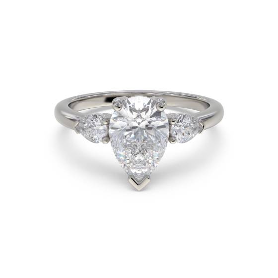 Einzigartiger Birnenförmiger Diamant-Trilogie-Ring