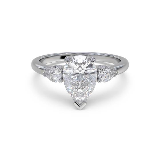 Einzigartiger Birnenförmiger Diamant-Trilogie-Ring