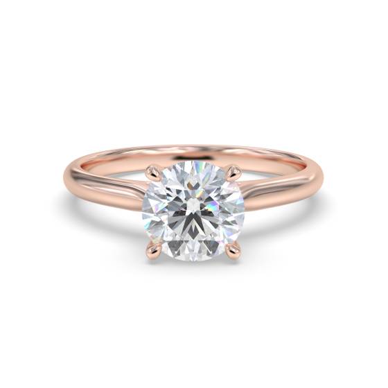 0.51ct VS1/D Natural Round Diamond Solitaire Ring in 18k Rose Gold