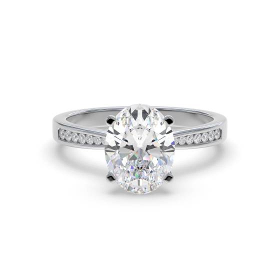 Ring mit ovalem Diamanten an der Schulter