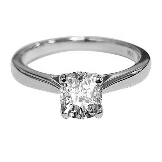1.09ct VVS2/E Lab Grown Cushion Diamond Solitaire Ring in Platinum