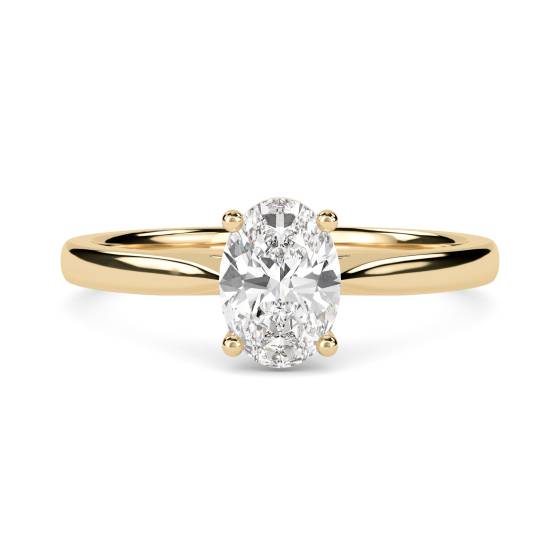 3.04ct VS1/F Lab Grown Oval Diamond Solitaire Ring in 9k Yellow Gold