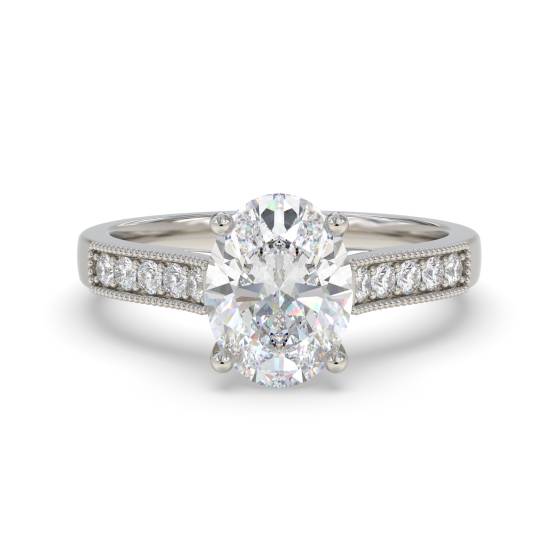 Ring mit ovalem Diamanten an der Schulter
