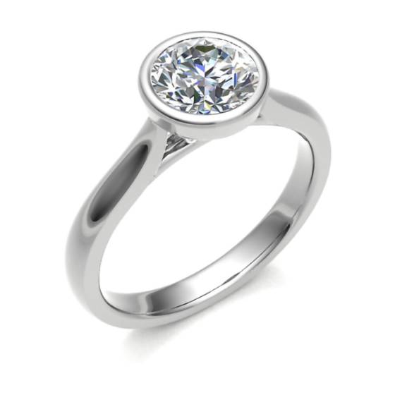 Runder Diamant-Solitärring mit Lünettenfassung