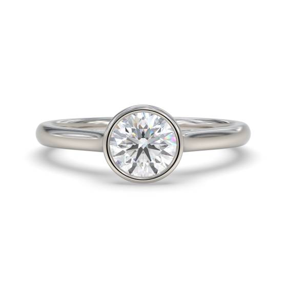 Runder Diamant-Solitärring mit Lünettenfassung