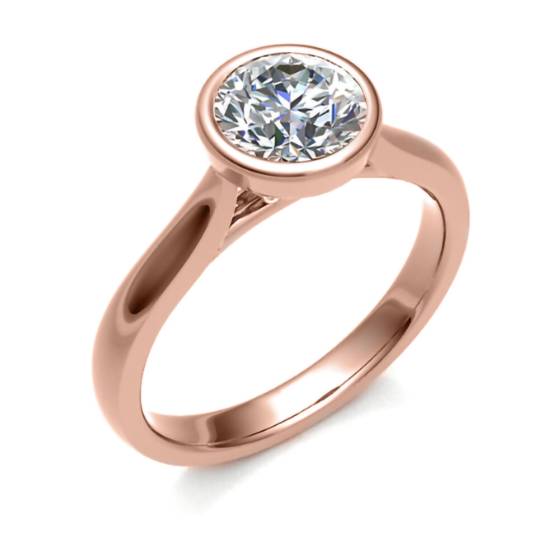 Runder Diamant-Solitärring mit Lünettenfassung