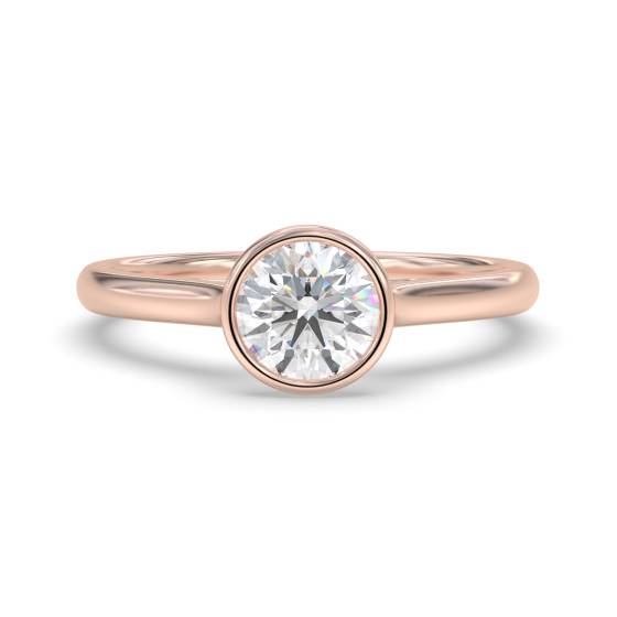 Runder Diamant-Solitärring mit Lünettenfassung