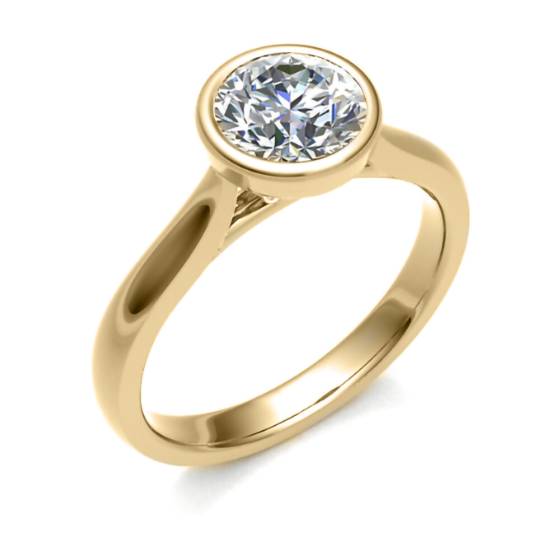 Runder Diamant-Solitärring mit Lünettenfassung