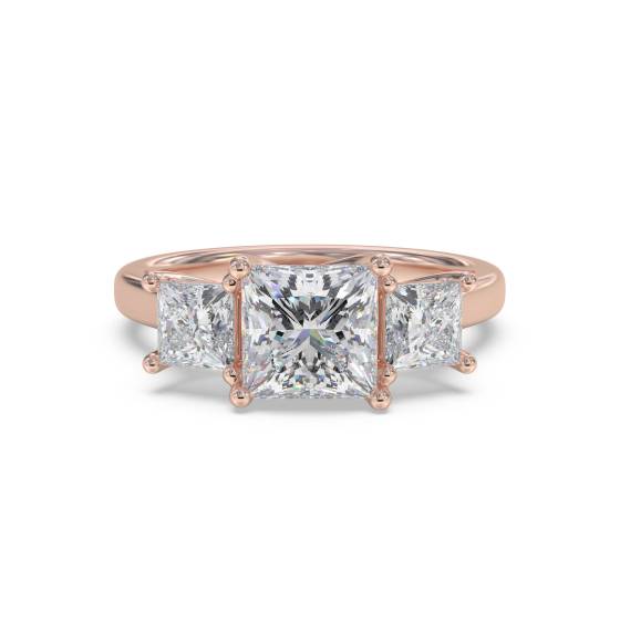 Eleganter Princess-Diamant-Trilogie-Ring