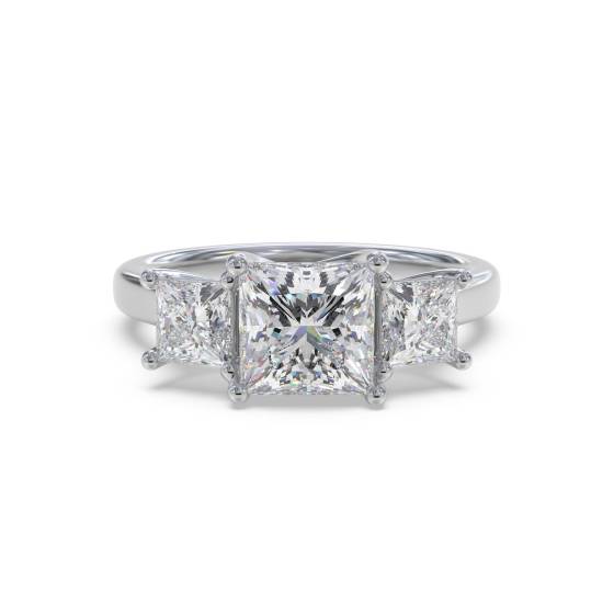 Eleganter Princess-Diamant-Trilogie-Ring