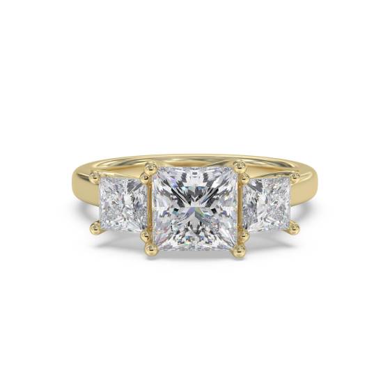 Eleganter Princess-Diamant-Trilogie-Ring