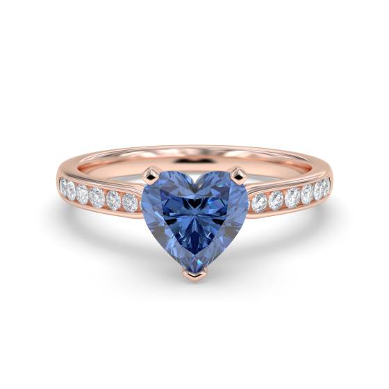 Ausgefallener blauer Saphir-Herz-Diamant-Schulterring