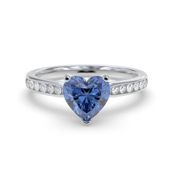Ausgefallener blauer Saphir-Herz-Diamant-Schulterring