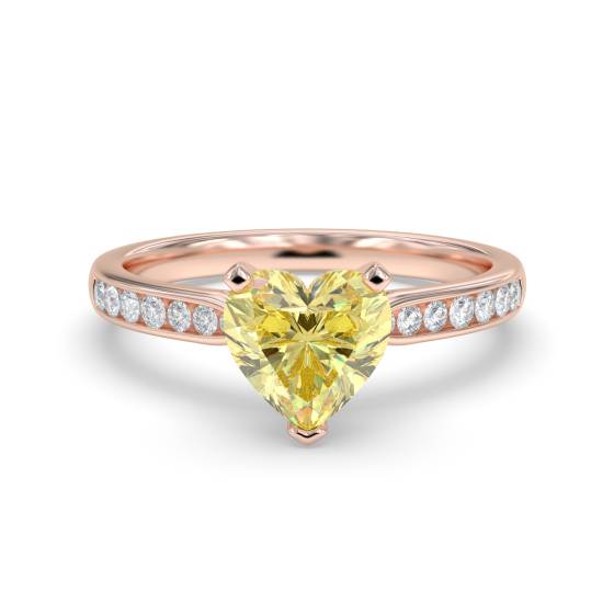 Ring mit gelbem Herzdiamanten und Schulterset