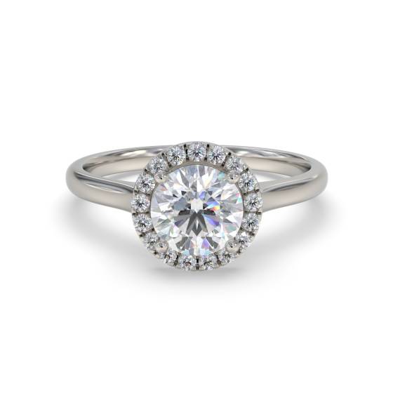 Eleganter Ring mit rundem Diamanten und einzelnem Halo