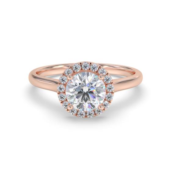 Eleganter Ring mit rundem Diamanten und einzelnem Halo