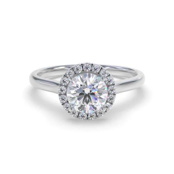 Eleganter Ring mit rundem Diamanten und einzelnem Halo