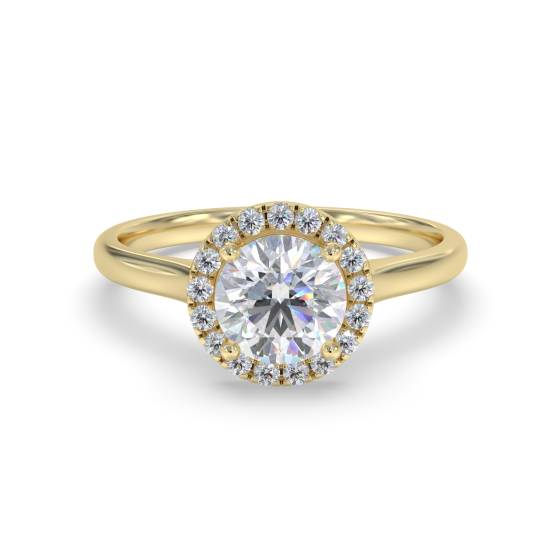 Eleganter Ring mit rundem Diamanten und einzelnem Halo