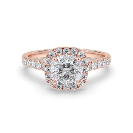 Einzelner Halo-Kissen-Diamantring