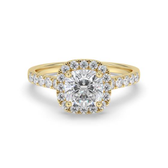 Einzelner Halo-Kissen-Diamantring