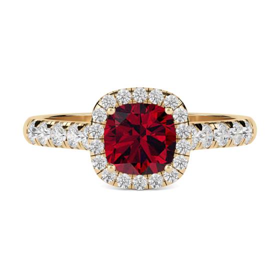 Rubin- und Diamant-Halo-Ring